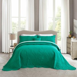 HZ & HY Oversized King Bedspread 128x120 Extra Wide, Quilted Coverlet Bedding Set, Lightweight Thin Comforter, Reversible, Luxurious, 5 Piece, 100% Microfiber, King/Cal King, Teal Blue