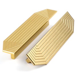 BaiNong Brass Cabinet pulls Brushed Drawer pulls Modern Gold Cabinet pulls Cabinet Handles Drawer Handles for Dresser Closet (2Pack-5.7inch Polygon)