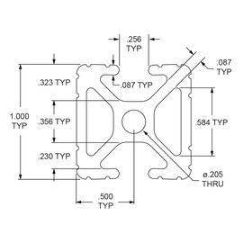 8020, 1004, 10 Series 1 Inch x 1 Inch B-Slotted Opposite Open Channel T-Slotted Aluminum Extrusion DIY Extruded Linear Bar Rail 80/20 (Clear Anodize, 24" Long)