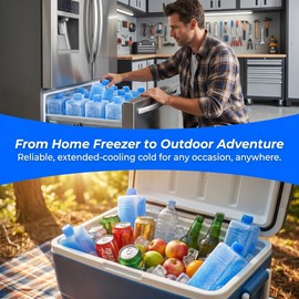 Ice Packs for Lunch Boxes Cooler 8Pcs Reusable Ice Blocks for Swamp Cooler and Portable Air Conditioner Fan, Freezer Packs Blue Freezer Blocks for Camping Picnic Cooler Bags Outdoor Use