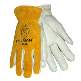 Tillman 1414 Cowhide Leather Drivers Protective Construction Roping Work Gloves - Large