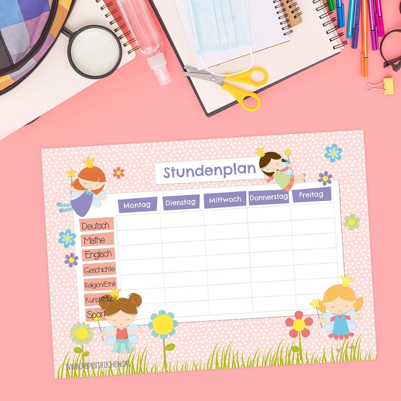 Papierdrachen Timetable DIN A4 Pad – Monster Design – Writeable