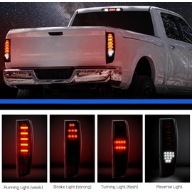 Gubebaili LED Tail Light Fit for Chevy Colorado/for GMC Canyon 2004-2012, Rear Brake Lamp Taillight Assembly, Black Housing Smoke Lens