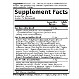 Garden of Life Raw Resveratrol Potente frmula con 350 mg de Resveratrol puro y fermentado, adicionado con 23 Frutas y Verduras Orgnicas y poderosos...