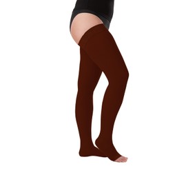 Juzo Soft 15-20 mmHg Compression Stockings, Thigh High, Silicone Band, Open Toe | Compression Socks for Tired, Aching or Swollen Legs, Minor Varicosities | Chocolate, Small (II) Short