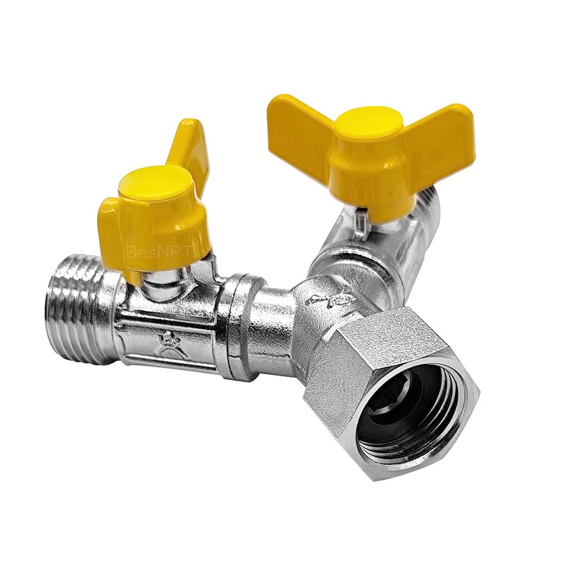 BesNPT G1/2" Female x Male x Male Y-Shape 3-Way Shut-Off