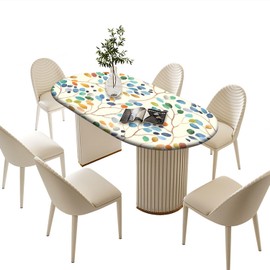 Dansfeng - Mantel ajustable ovalado con diseño de hojas coloridas, con bordes elásticos, para cocina, comedor, fiesta, día festivo, Navidad, buffet, 42 x 60 pulgadas (ovalado)
