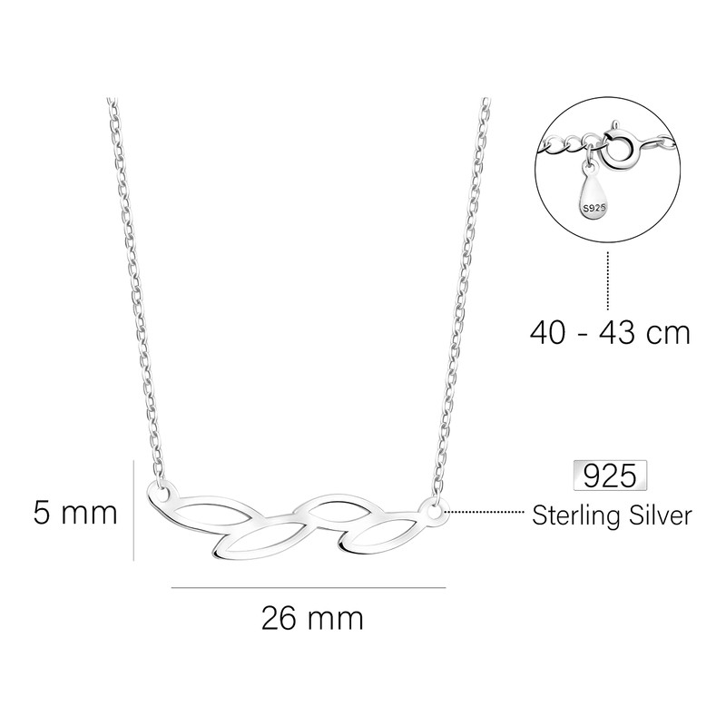 Sofia Milani - Women's Necklace 925 Silver - Leaf Pendant,