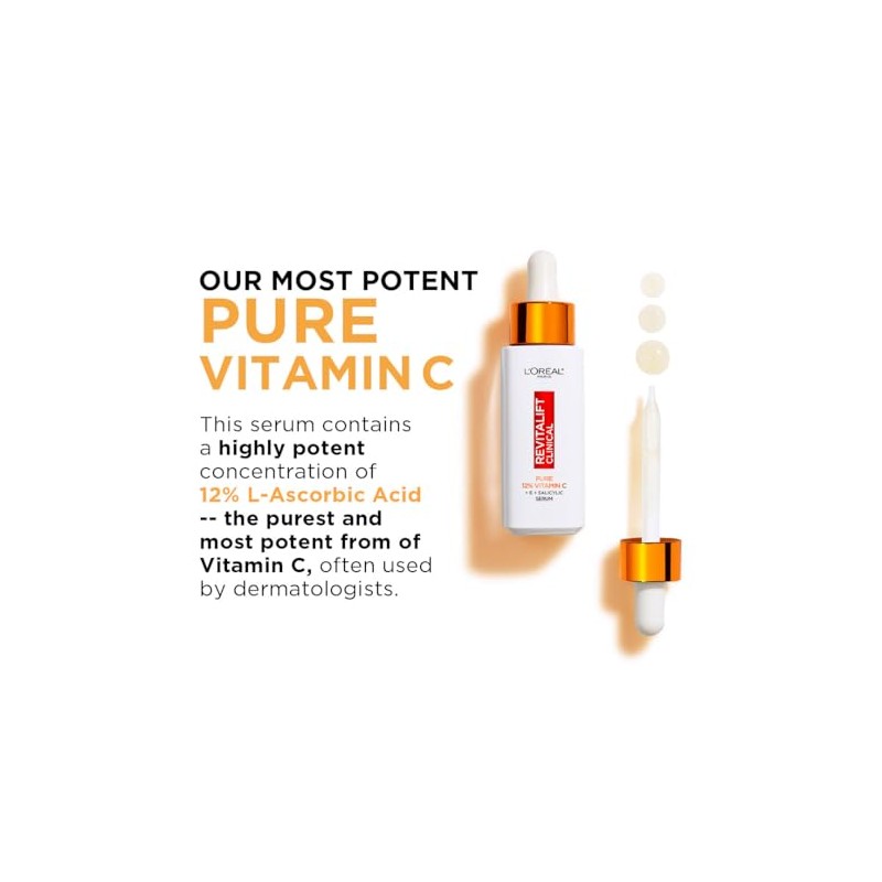 L'Oréal Paris 12% Pure Vitamin C Serum, Revitalift Clinical, 30ml