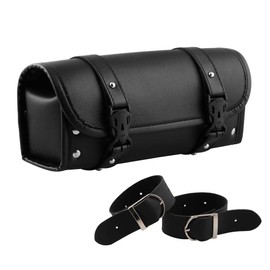 Motorcycle Tool Bag, Universal PU Leather Motorcycle Fork Bag, Saddle Roll Bags, Handlebar Bag, Sissy Bar Storage Tool Pouch for Yamaha Honda Sportster Softail Dyna Kawasaki Suzuki Ducati KTM