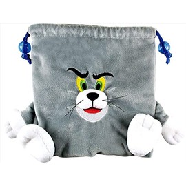 Tees Factory TJ-5530215TM Tom & Jerry Plush Drawstring Funny Art Tom H 7.3 x W 7.1 inches (18.5 x 18 cm)