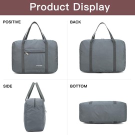 F.FETIVIN Personal item travel bag 17.7x12.6x6.3 for Spirit Airlines Lightweight carry on duffle bag waterproof for Gym,Sports,Vacation(Grey)