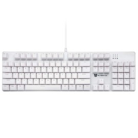 Merdia Mechanical Keyboard Gaming Keyboard | Blue Switch & Ice Blue Backlit Keyboard | 104 Keys US Layout | Wired Gaming Keyboard | Hot Swappable Mechanical Keyboard | PC Gaming Keyboards (White)