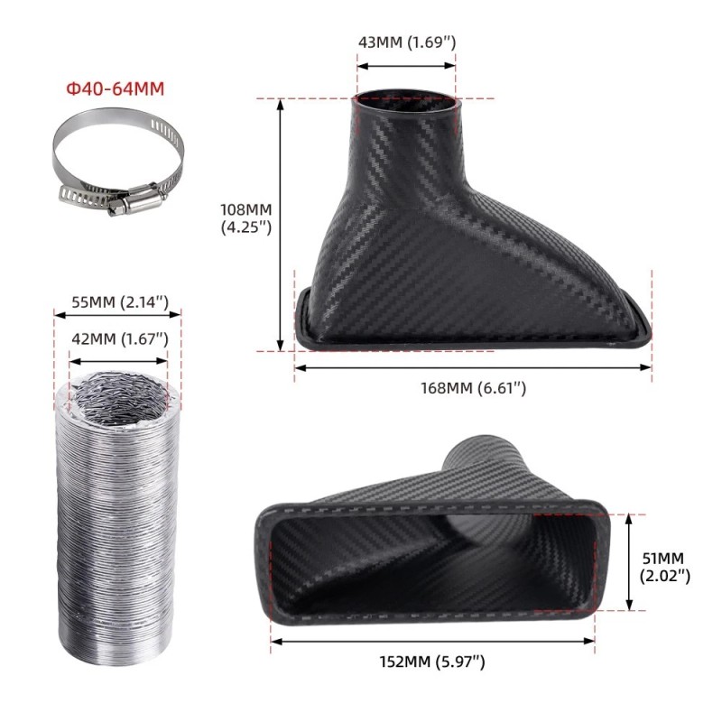 ANNX Universal Car Front Bumper Turbo Air Intake Pipe Air