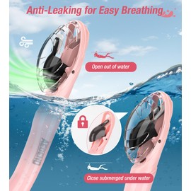 Aegend Dry Snorkel, Dive Mask Easy-Breath Free Diving Snorkel for Snorkeling Scuba Diving Freediving Swimming, with Top Dry Valve and Food-Grade Silicone Mouthpiece