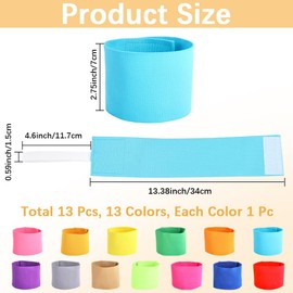 CREATCABIN 13Pcs 13 Colors Captain Armbands Elastic Adjustable Leader Arm Band Memorial Armband Outdoor Sport Armbands for Men Women Soccer Volleyball Basketball Running Team Athletes 13.4x2.7in