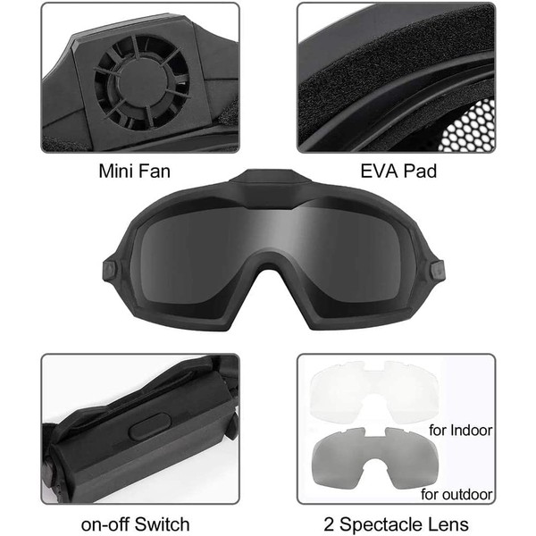 PJ Tactical Helmet and Full Face Protective Mask, with Detachable