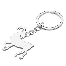YAYAKO Stainless Steel Cute Goat Keyring Purse Car Key Chain Fashion Jewellery Goat Gifts for Goat Lovers Women Girls Charms, silver-plated