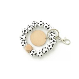 COLORFUL BLING Baseball Softball Charm Wristlet Keychain Wooden Beads Sports Keyring Athletes Homecoming Gift-football