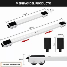 Base Retráctil para Lavadora y Refrigerador con 24 Ruedas Reforzadas, Soporte Extensible de 46-71 cm para Muebles Pesados, Base Móvil con Frenos de Se