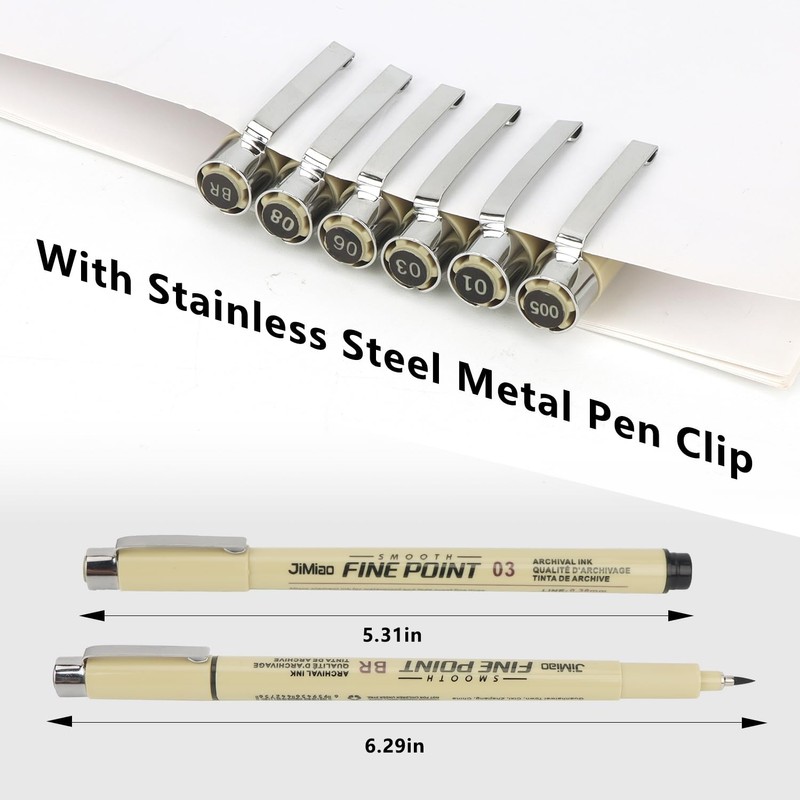 MOTIBACK 6 PCS Fineliner Drawing Pens Set – Black Fine