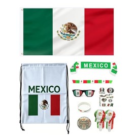 Juego de 9 piezas de equipo de ventilador de fútbol para la Copa del Mundo 2026, juego de animación para el día del juego y fiesta de reloj con mochil