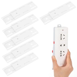 Giantree 6 Pack Self Adhesive Power Strip Holder, Power Strip Holder Desktop Mobile Punch Free Socket Holder, Desktop Socket Fixer for Kitchen Home Office and Cable Management(White)