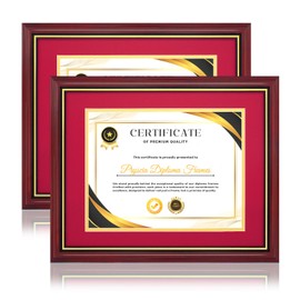 pryscia Diploma Frame 8.5x11 with Mat or Display 11x14 Certificate without Mat, Certificate Frame Degree Frame with High Definition Real Glass for Wall and Table, Gift Box (2, Crimson Mat/Gold Trim)