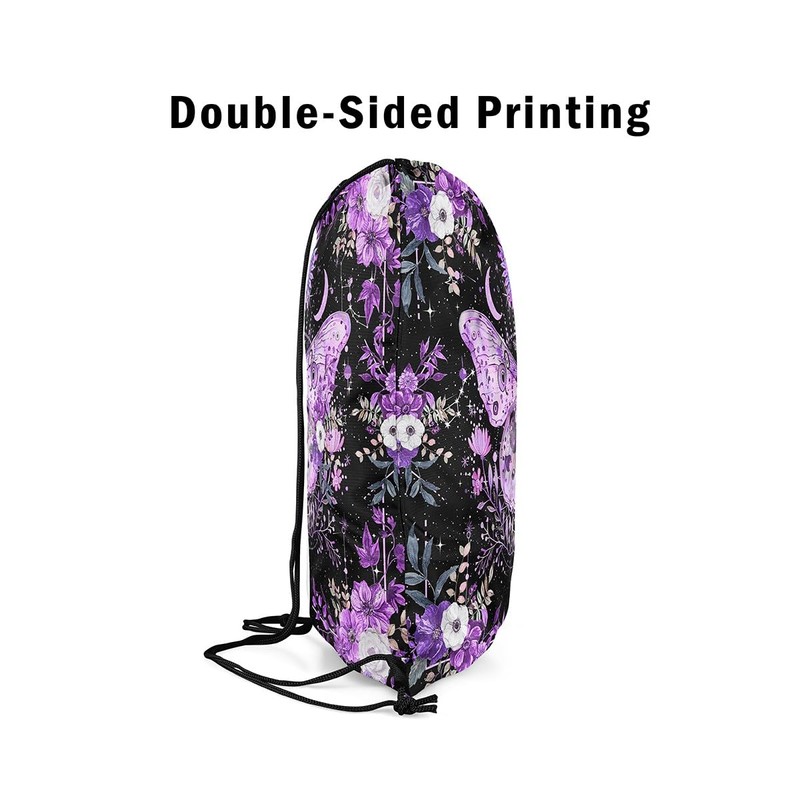 Feelyou Purple Death Moth Drawstring Backpack for Boho Moth Drawstring
