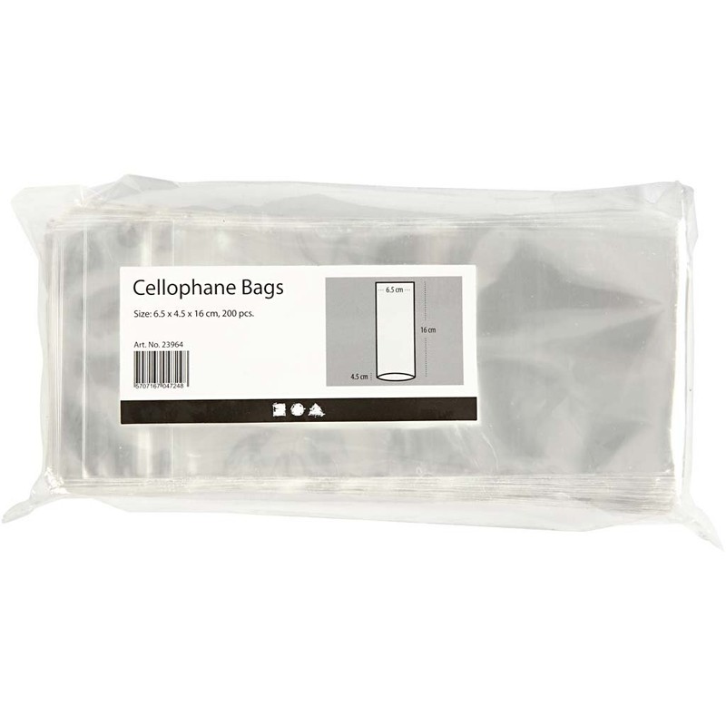 Sacchetto in cellophane 6,5 x 4,5 cm, altezza 16 cm,