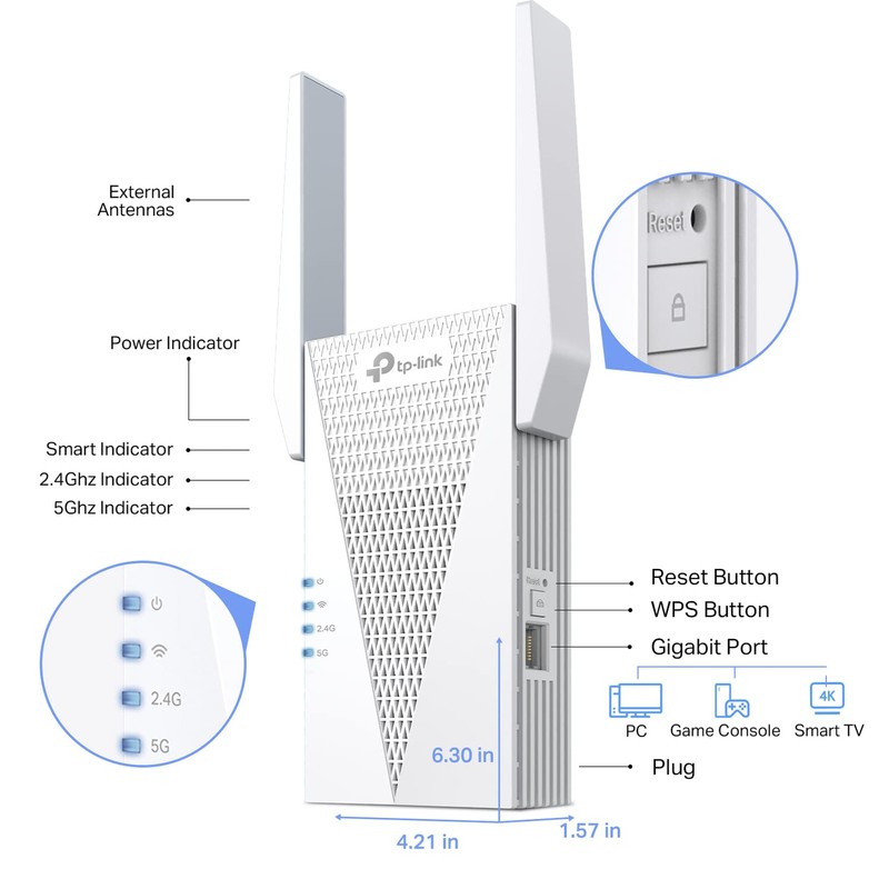 TP-Link AX3000 WiFi 6 Range Extender Signal Booster for Home(RE715X),