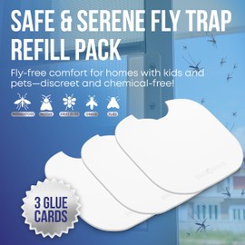 EverOne Glue Card Refills for Indoor Fly Trap – 3 Count Sticky Traps for Flies, Gnats, and Fruit Flies – Compatible with Plug-in Bug Catcher for Home Use