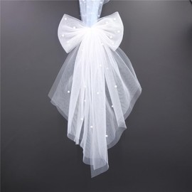 Party Decorations Hair Bow Barrettes Bridal Veils Bride to Be Shower Gift Bridesmaid Favors Pearl White Hair Bow Clips Accessories (Angle with Pearls)