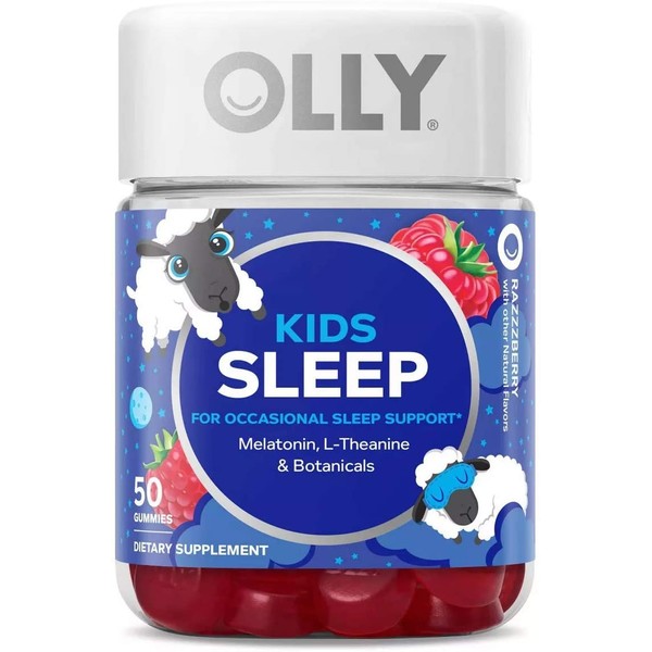 Olly Kids Sleep Vitamins Gummy! 50 Gummies Raspberry Flavor! Formulated with Melatonin, L-Theanine and Botanicals! Sleep Support for Kids! Choose from Pack 1, Pack 2 Or Pack 3! (3 Pack)