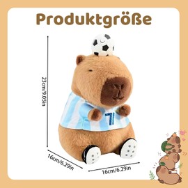 VgxRolq Capybara, peluche da calcio, morbido e morbido, decorazione per la casa, regalo di compleanno, capybara per amanti del calcio e ragazzi, 22 cm