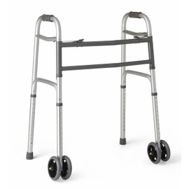 Medline Heavy-Duty Bariatric Folding Walker with 5” Wheels and Durable Handles, 500 lb. Weight Capacity