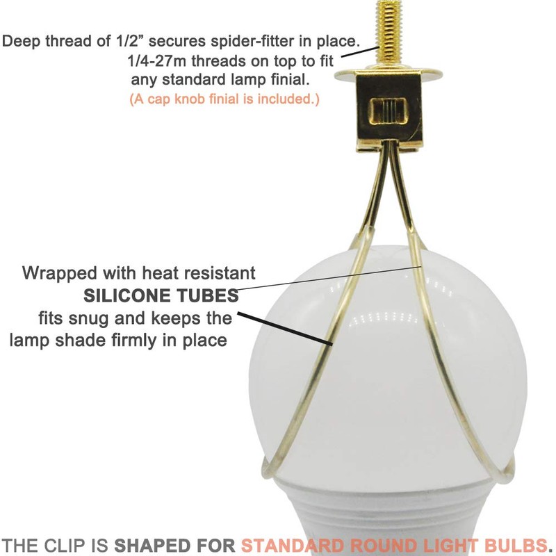 Lamp Shade Light Bulb Clip Adapter,Lamp Shade Holder Includes Finial