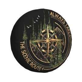REVENEVER Spare Tire Cover for RV SUV Car Funny Compass Road Print Waterproof Dustproof Tire Cover for JP Camper Travel Trailer Truck