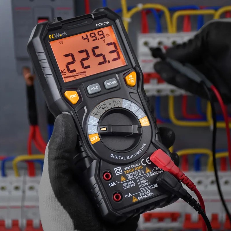 PCWork Professional Digital Multimeter PCW02A, Multimeter 1000V, True RMS, Large