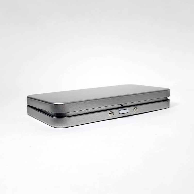 RVTUS Silver Metal Rectangular Tins With Hinged Child Resistant Locking