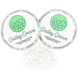 Galley Grove Sugar-Free Peppermint Breath Mints, Slender Round Package With Side Open Flap, 0.24 oz (7 g), Pack Of 2, Approx. 45 Per Container
