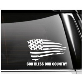 God Bless Our Country Tattered American Flag Car Decal- Tumbler Decal