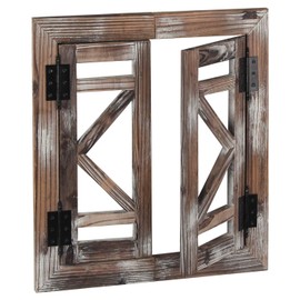 J JACKCUBE DEISGN Rustic Wood Window Frame with Opening-doors, Wall Art Decor Hanging Window Panes, Farmhouse Wall Décor for Living Room, Bathroom, Kitchen and More -MK587A