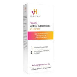 Supsitorios vaginales vH Essentials para equilibrar el pH, 15 unidades Prebioticos Probioticos.