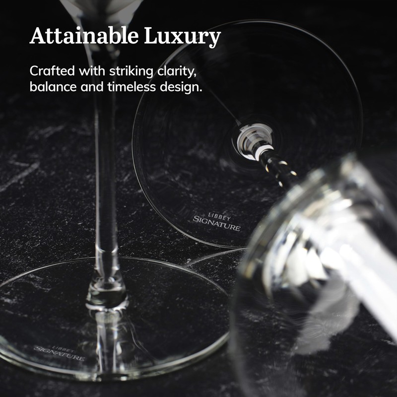 Libbey Signature White Wine Glasses Set of 4, Seamless Long