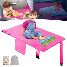 Gocozy Toddler Airplane Bed, Travel Essentials for Kids, Soft Toddler Airplane Travel Essentials with Sticker Book, Pink
