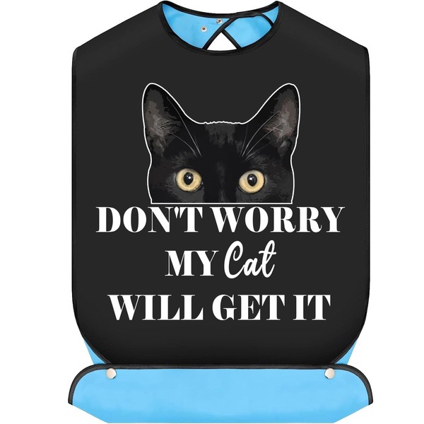 BWWKTOP - Baberos divertidos para gatos negros con recogedor de