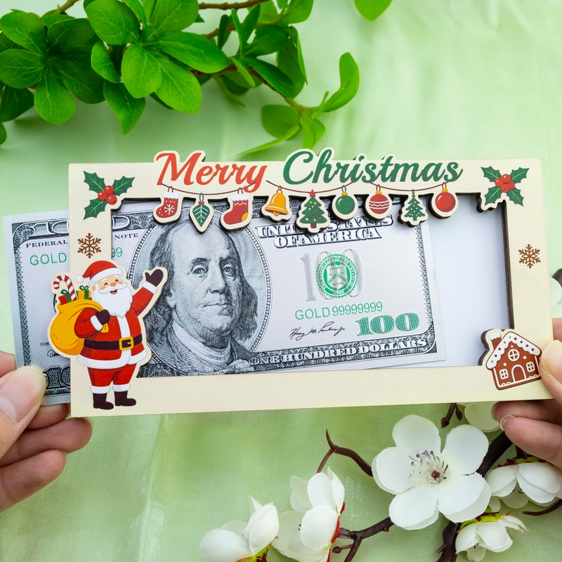 Christmas Money Holders for Cash Wooden Cash Gift Box