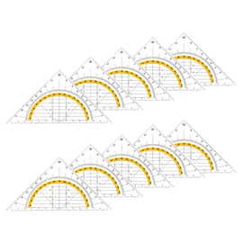 Set of 10 Geometry Triangle, Plastic Set Square, Flexible Set Square, Drawing Triangle, Protractor, Set Square for Circles, Drawing, Geometry Set for Office, Designer, Students, Painting
