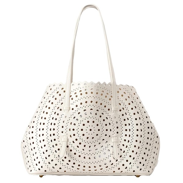 Womens Hollow Vegan Leather Tote Bag Small Summer Beach Bucket